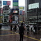 小雨の中
