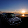 愛車と夕日
