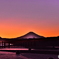 富士山の夕焼けシルエット