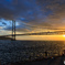 夕景の明石海峡大橋