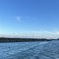 薄い夕焼けと海