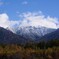 紅葉と積雪の十勝岳連峰