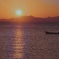 朝陽と漁船　＠日間賀島