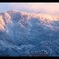 夕暮れと雪山