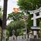 田舎の交差点と神社