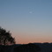 夕焼けと月