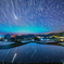 棚田と星空軌跡