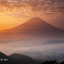 朝日に染まる
