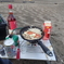 銭函海岸のキャンプ飯。