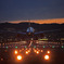 Landing in the sunset sky