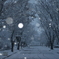 雪舞う公園