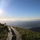 朝日を浴びながら登山　唐松岳