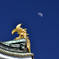 大阪城の鯱と昼間の月