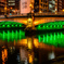 Green illuminated bridge