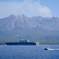 錦江湾にて2024 桜島と護衛艦いずも