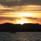 夕日と船と湖と。