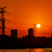 夕陽と鉄塔..