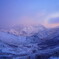 朝日を浴びる九重連山
