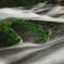 飛沫を浴びてなびく