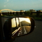 車中より朝日に映える金華山