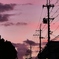 夕焼け空と細い月