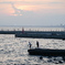 堤防 夕日