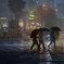雨の中の三人