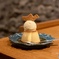 小鳥クッキーを飾ったプリンとバニラアイスのデザート