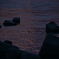 水面の夕陽。