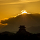 犬山城と夕陽