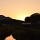 夕焼けに消える列車