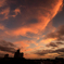 屋上夕焼け 雲踊る