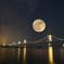 瀬戸大橋とスーパームーン（月は合成）