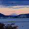 諏訪湖から富士山夕陽スズメもかな？