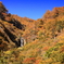 紅葉の中に小さな滝