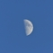 The first quarter moon in the blue sky