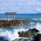 大洗磯前神社 神磯の鳥居とさんふらわあ