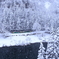 只見川と只見線と雪景色