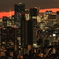 夕景の摩天楼