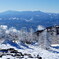 霧氷のカラマツと八ヶ岳
