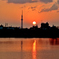 江戸川の夕日とスカイツリー