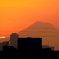 荒川西新井橋から富士宝永山に入る夕日