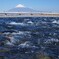 川の流れと富士山と新幹線フル編成！