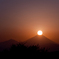 夕日と富士山