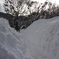 合掌造りと雪の道