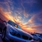 BMWと夕日（HDR）