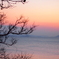 冬の夕日と海