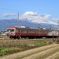 赤い電車と富士山