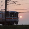 夕日と電車