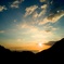 常磐ダムから夕日を望む